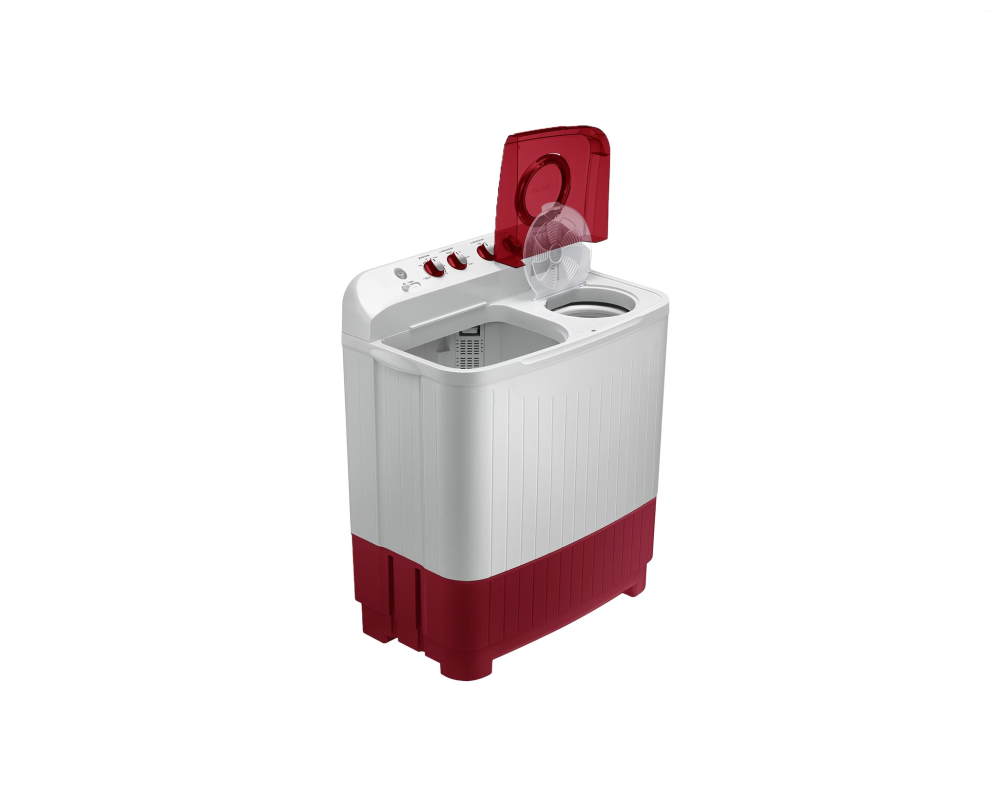 Samsung 8.0 kg Semi Automatic Washing Machine with Hexa Storm Pulsator, Light Gray with Wine Base (WT80C4000RR)