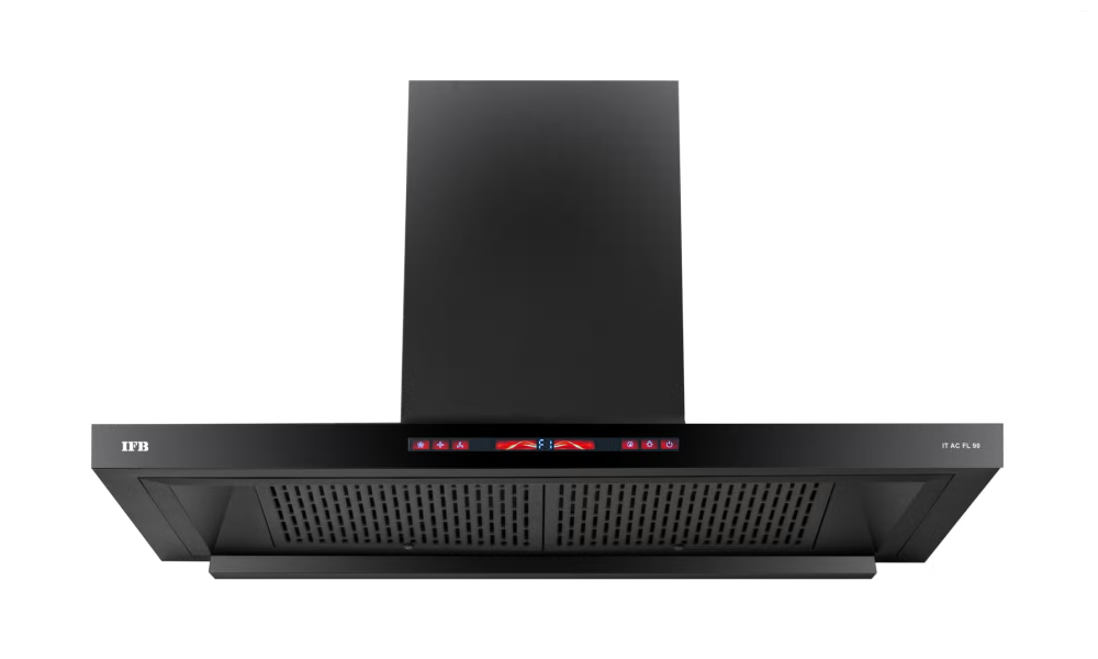 IFB 90 cm Wall Mounted Kitchen Chimney (IT AC FL 90, Black Glass Finish)