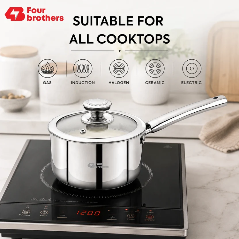 Four Brothers Triply Sauce Pan 14 cm / 1.3 L 4BTPS