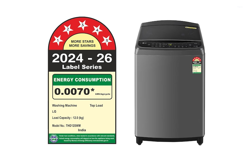 LG 12 Kg 5 Star AI Direct Drive Wi-Fi Fully Automatic Top Load Washing Machine THD12SWM