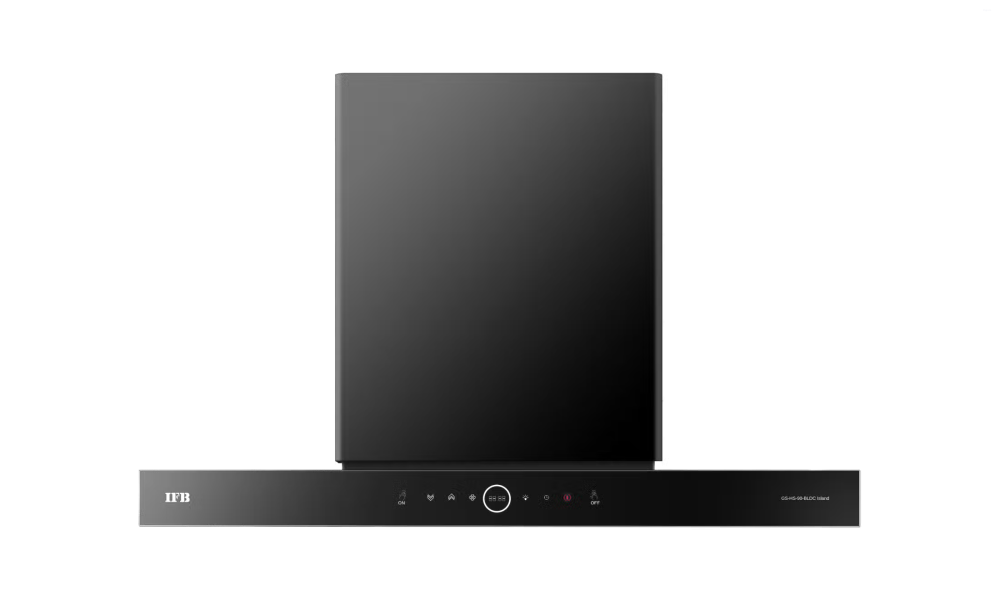 IFB 90 cm Island Kitchen Chimney with BLDC Motor (GS HS 90  BLDC Island, Black Glass & Stainless Steel)