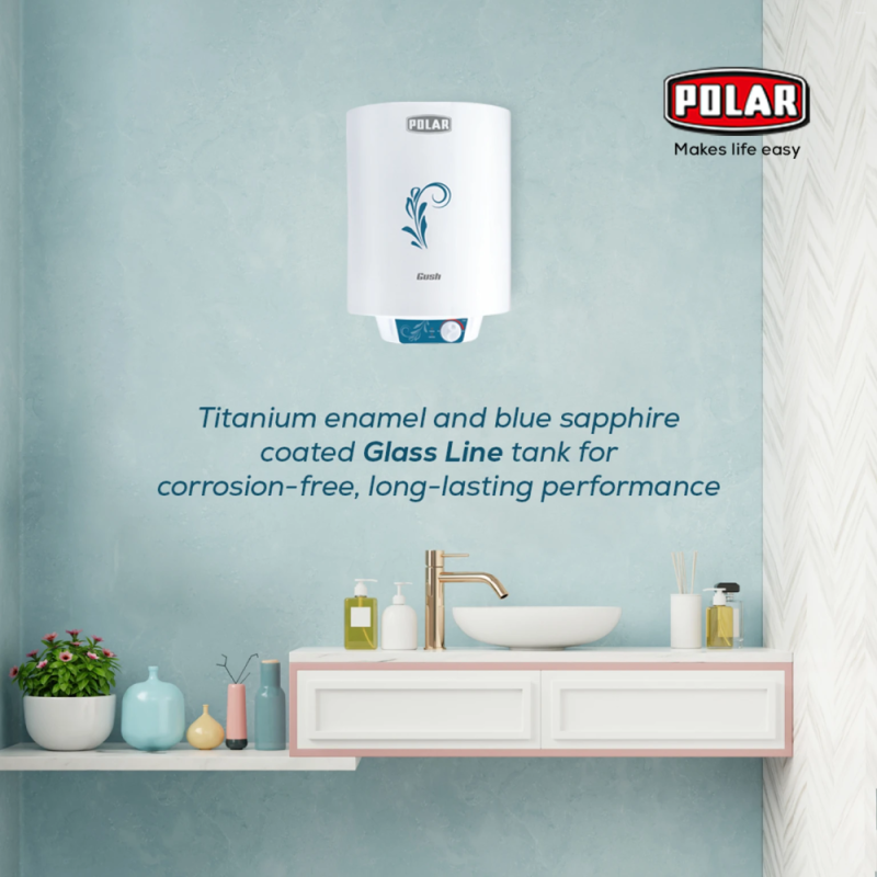 Polar Water Heater Gush Metal Glass Lined 6 Ltr 7Years Inner Tank & 2Years Product