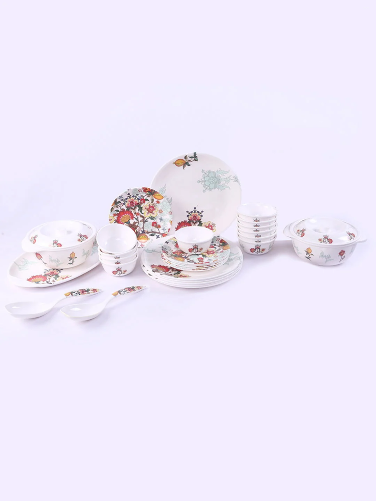 Wonderchef Venice 31-Piece Red Melamine Dinner Set with Dinner Plates, Bowls, Casseroles & Serving Platter
