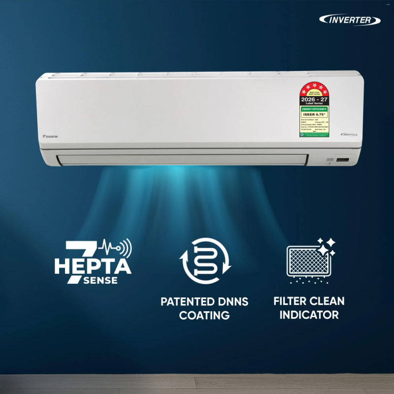 Daikin 1 Ton 5 Star Inverter Split AC with High ISEER FTKF35XV16