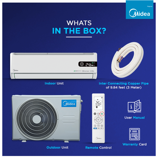 Midea 1.5 Ton 5 Star Inverter Split AC with Wi-Fi, AI EcoMaster, Smart Voice Control & 4-Way Swing MAI19SX5R36W0