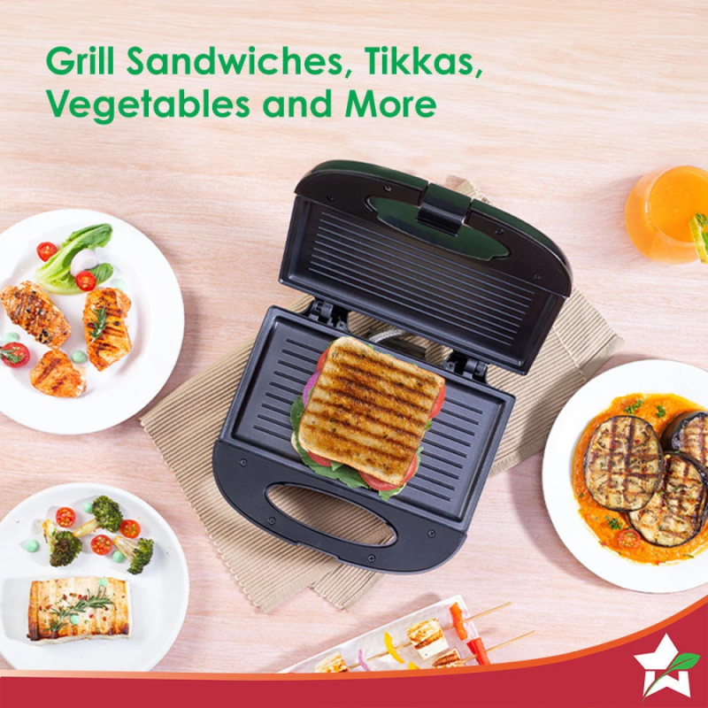 Wonderchef Prato Plus 800W Electric Griller, Auto Temperature Control, Non-Stick Plates, LED Indicator & Oil-Free Toasting
