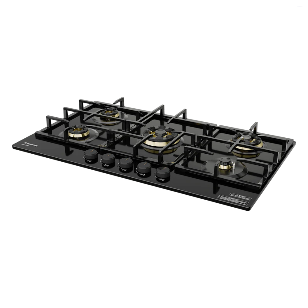 Crompton GrandArt 90cm 5 Burner Built-in Gas Hob with Full Brass 3D Burners & Flame Failure Safety (HOB-GAFB905-MBL)
