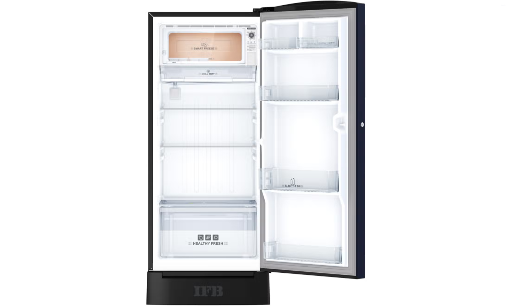 IFB Advance-Cool 187 L 4 Star Direct Cool Refrigerator, Flower Pattern, DIVINE BLISS BLUE + BLACK PED, Inverter Compressor 2026