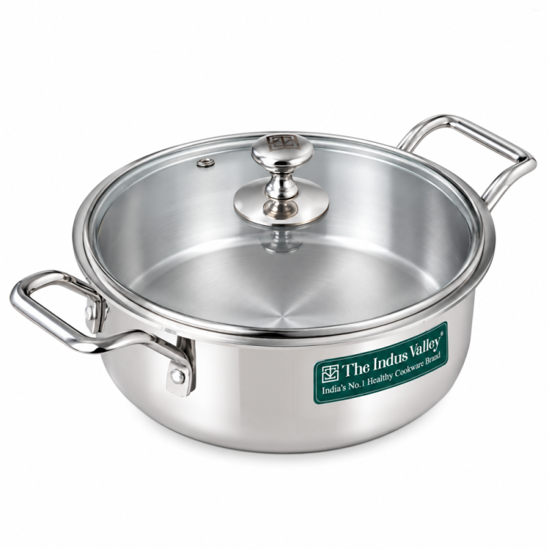 The Indus Valley 6L Stockpot Tri-Ply Stainless Steel, Glass Lid KC-TP-ST-014