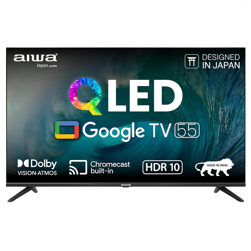Aiwa 55 Inches 4K Ultra HD Smart Google QLED TV (AG55QUHDX3 GTV, Black)