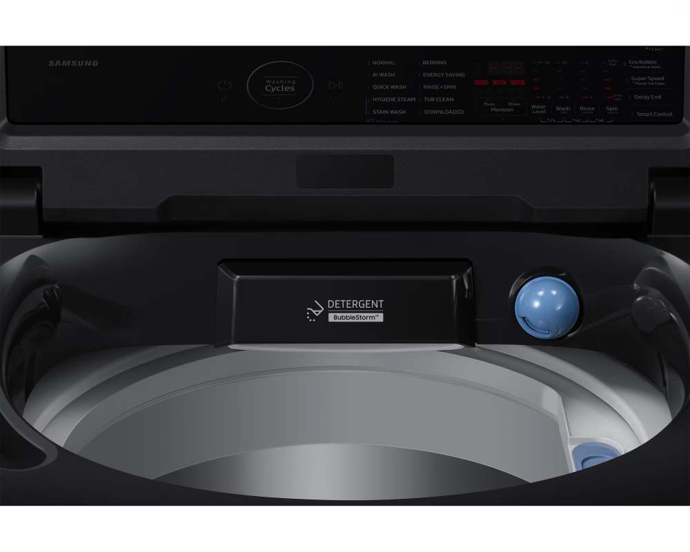 Samsung 8.0 kg Top Load Washing Machine with AI Wash & Heater, Black Caviar (WA80F08B3B)