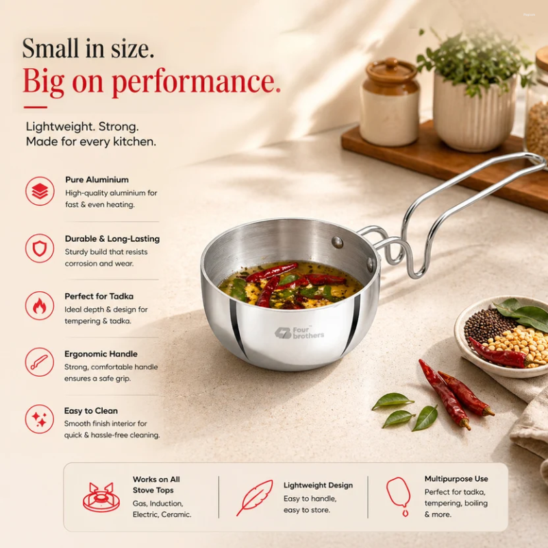 Four Brothers Vagaria Aluminium Tadka Pan 10 cm 4BHV