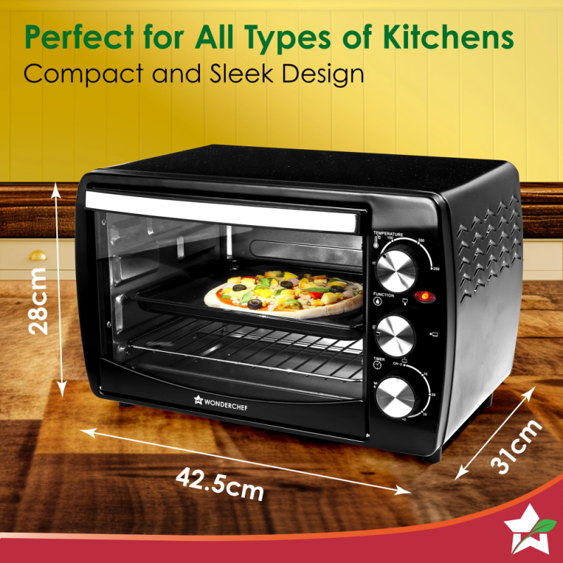 Wonderchef OTG 19L 1280W Oven Toaster Griller, Convection, Auto Shut-Off & 250°C Temperature Control