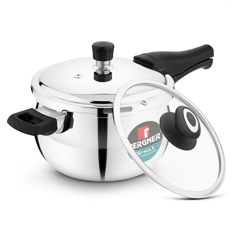 Bergner Argent Paarth Tri-Ply SS Outer Lid Pressure Cooker 2L Tri-Ply Stainless Steel, Induction Ready BGIN-6561