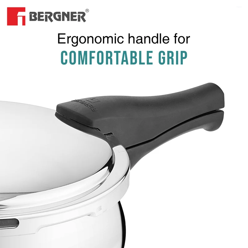 Bergner Argent Paarth Tri-Ply SS Outer Lid Pressure Cooker 2L Tri-Ply Stainless Steel, Induction Ready BGIN-6561