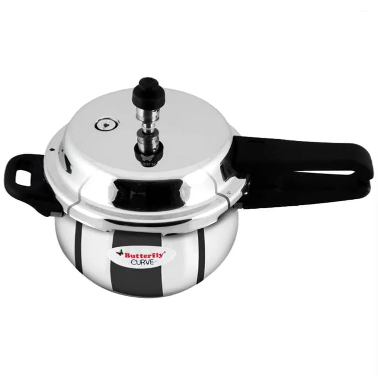 Butterfly Curve 3 Litre Stainless Steel Pressure Cooker with Outer Lid, Induction Base & Stay-Cool Handle