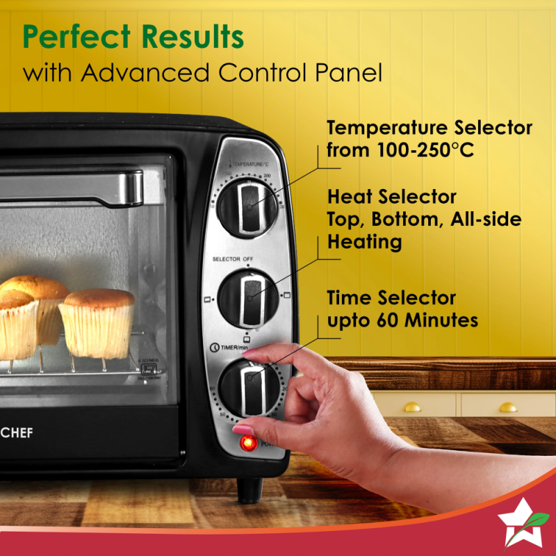 Wonderchef OTG 17L 1280W Oven Toaster Griller, 250°C Temperature Control, Auto Shut-Off & Heat Selector