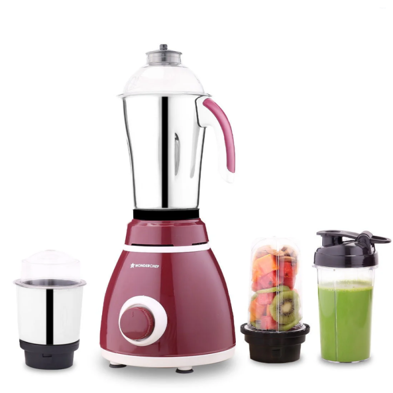 Wonderchef Acura Plus 750W 4-Jar Mixer Grinder with 1.5 L Dry Grinding Jar, 580 ml Sipper Jar, 3-Speed & Pulse Function
