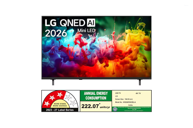 LG 65 Inches QNED AI 4K Ultra HD Mini LED Smart TV with Dynamic QNED Color, α7 AI Processor 4K Gen9 & 4K Super Upscaling 65QNED65BLA