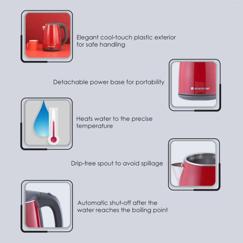 Wonderchef Crimson Edge Multi-Cook Kettle 1.2L Multi-Cook Kettle