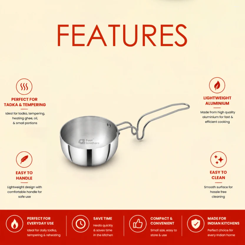 Four Brothers Vagaria Aluminium Tadka Pan 10 cm 4BHV
