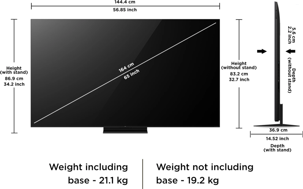 TCL 65 Inch 4K SQD-Mini LED Google TV with 144Hz, 1152 Dimming Zones, Dolby Vision IQ & Bang & Olufsen Audio 65C7L