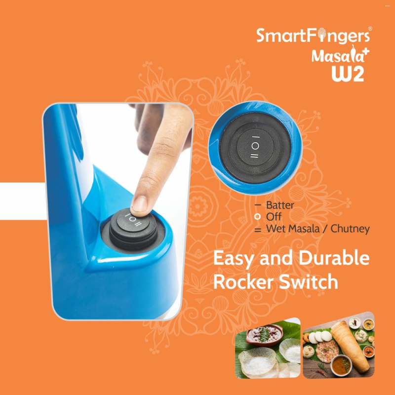 SmartFingers 2 L Masala Plus W2 110V Wet Grinder for USA, 150W Motor, Wet Masala & Batter Dispenser