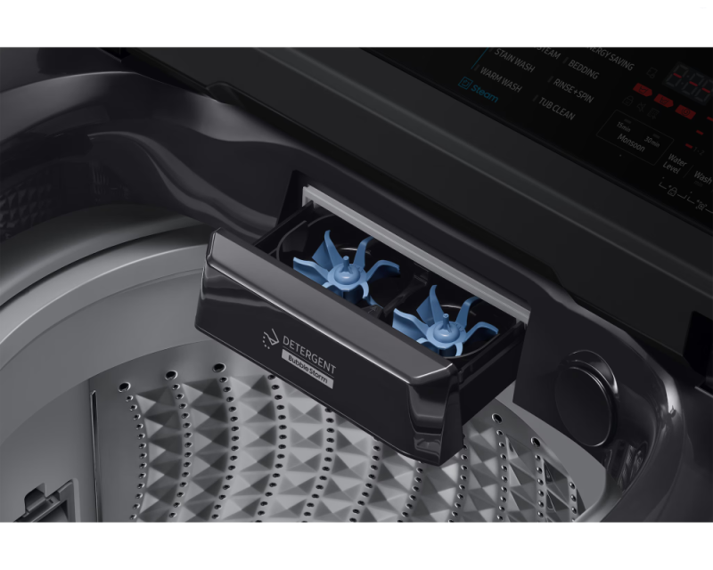 Samsung 8.0 kg Top Load Washing Machine with EcoBubble & Heater, Deep Charcoal (WA40F08H2C)