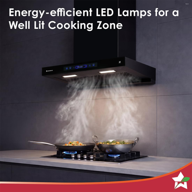 Wonderchef Ultra Sleek 60 cm Filterless BLDC Auto-Clean Chimney with 1800 m³/hr Suction, Motion Sensor, Touch Control & 9 Speed Levels