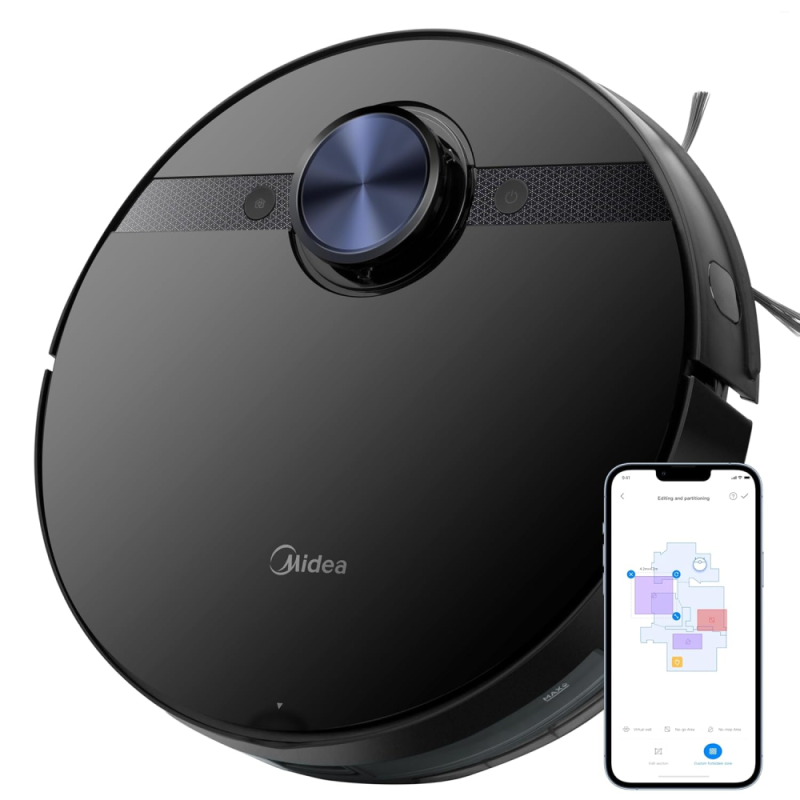 Midea M7 Evo Wi-Fi Robotic Vacuum Cleaner with BLDC Motor, 8000 Pa Suction, 5th Gen LiDAR Navigation and Wet & Dry Cleaning (M7 Evo, Black)
