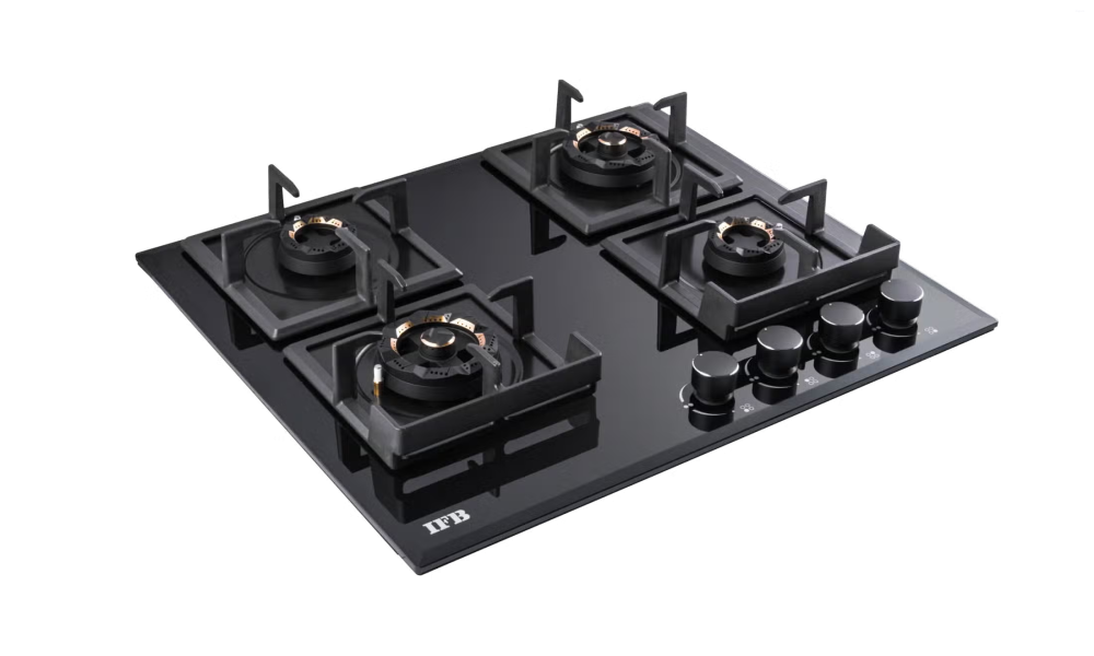 IFB 4 Burners Hybrid Hob with Bevelled Tempered Black Glass