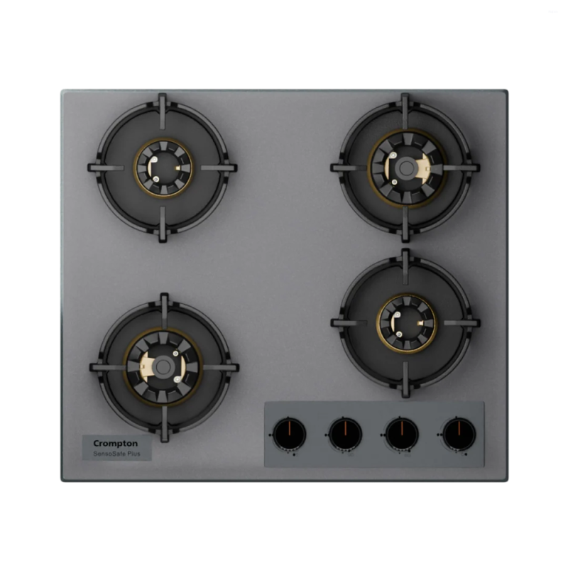 Crompton SensoSafe Plus 60cm 4 Burner Built-in Gas Hob with Full Brass 3D Burners, Auto Ignition & Flame Failure Safety (HOB-SSFB604SP-MBU)