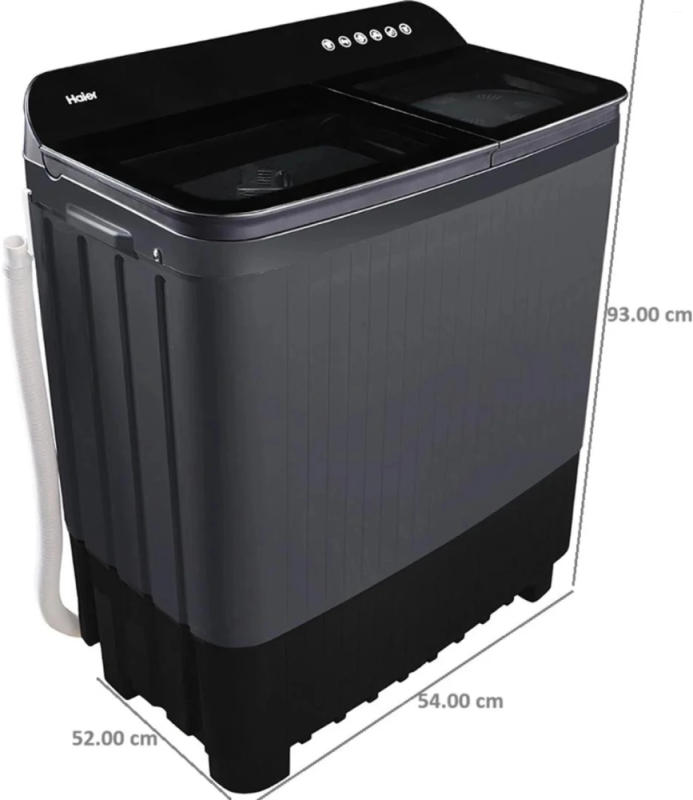 Haier 8.5 Kg 5 Star Semi-Automatic Top Load Washing Machine with Anti-Bacterial Vortex Pulsator, Magic Filter & Oxyi Dry Technology HTW85-186BBK