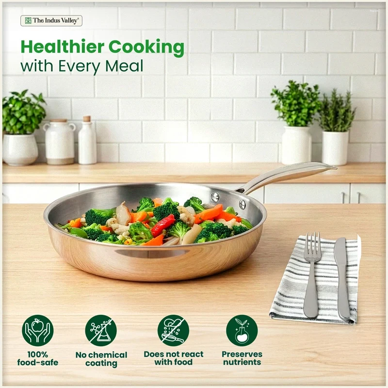 The Indus Valley 22cm Frypan Tri-Ply Stainless Steel KC-TP-FP-001
