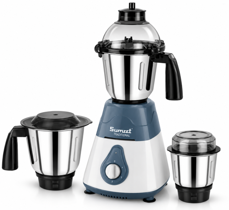 Sumeet Traditional Amaze 750W Mixer Grinder with 3 Stainless Steel Jars, Copper Motor & Multi-Function Blades