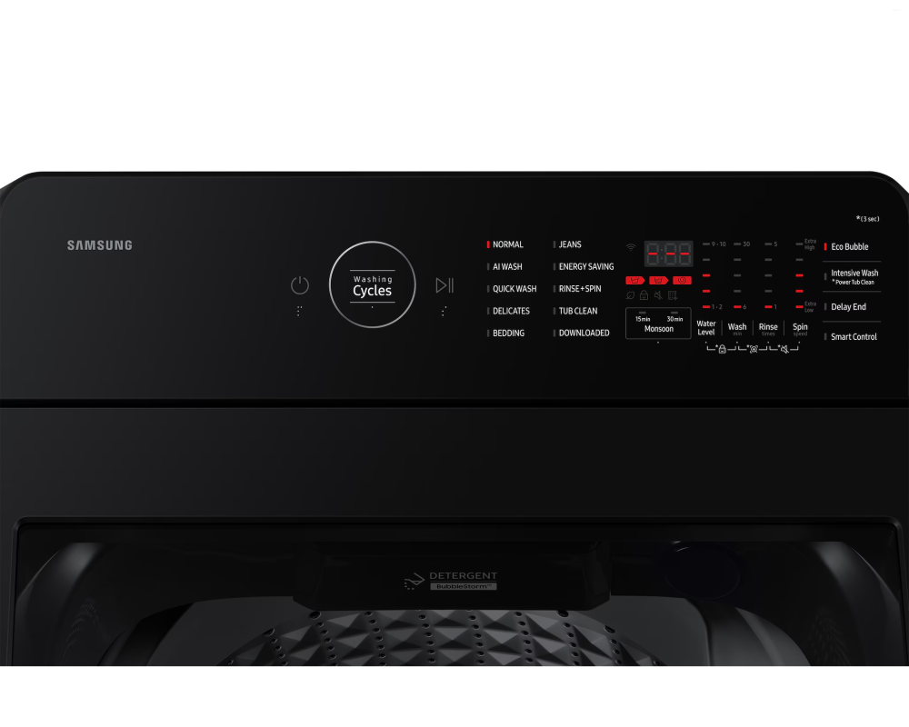 Samsung 8.0 kg Top Load Washing Machine with AI Wash & EcoBubble, Black Caviar (WA80F08E2B)