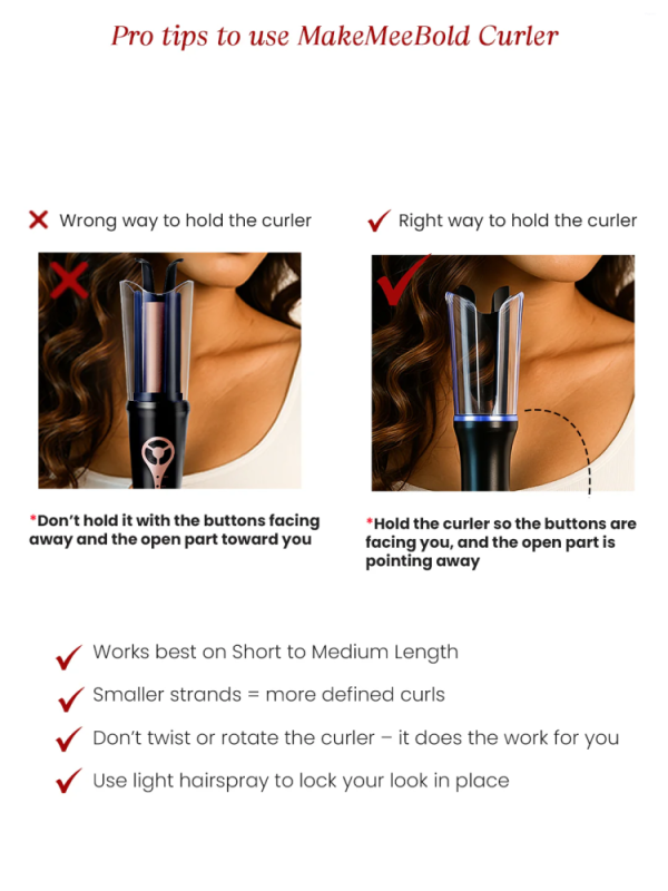 Urban Yog MakeMeeBold Automatic Hair Curler with Fast Heating, Ceramic Coating, Adjustable Temperature Settings & Auto Shut-Off