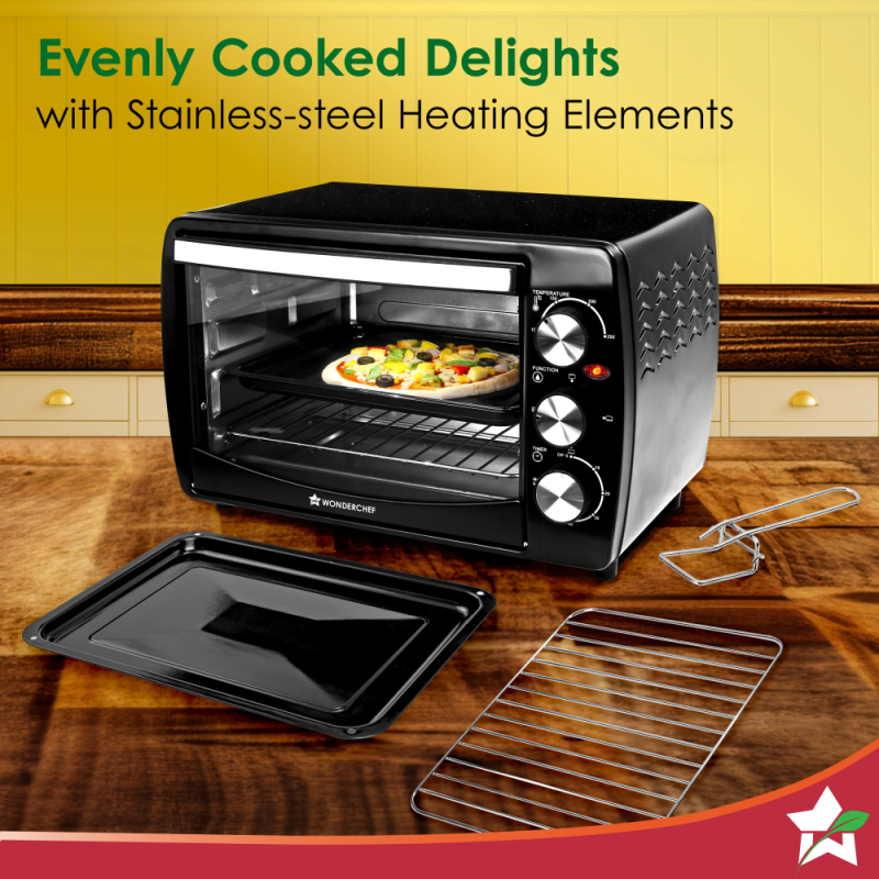 Wonderchef OTG 19L 1280W Oven Toaster Griller, Convection, Auto Shut-Off & 250°C Temperature Control