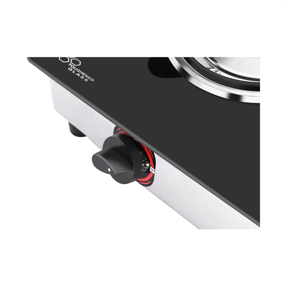 Butterfly Duo 2B 2 Burner Glass Top Gas Stove with Brass Burners, Toughened Glass & ABS Knobs