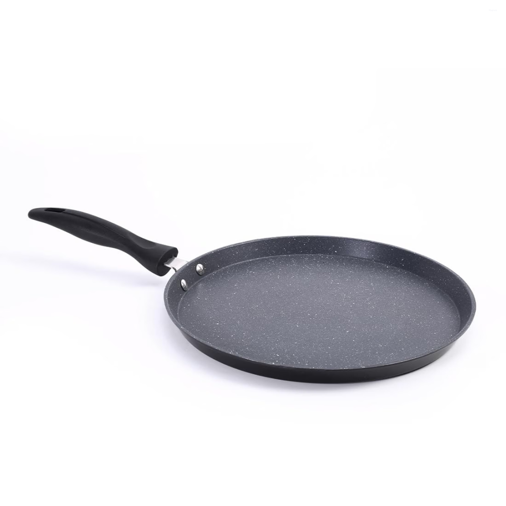 Wonderchef Duralite 28cm Die-Cast Dosa Tawa with 5-Layer Duramax Non-Stick Coating & Soft-Touch Handle, Grey