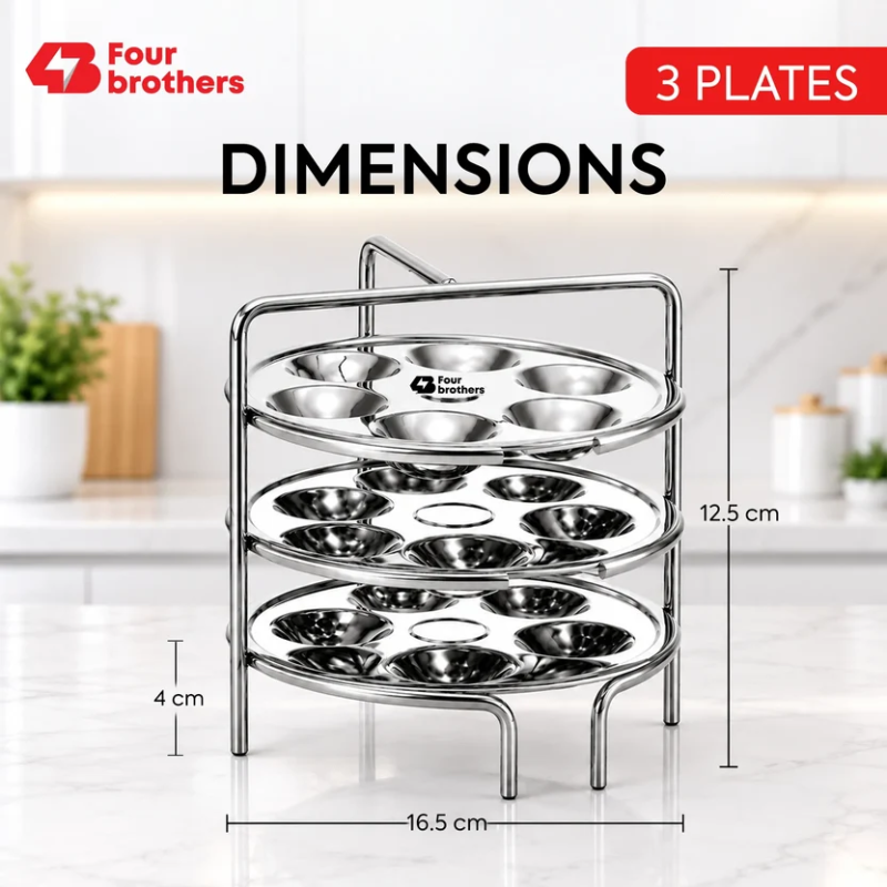 Four Brothers Mini Idly Stand Steamer Plate 3 Plates 4BMIS-3