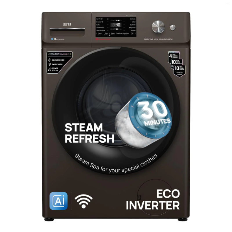 IFB Executive MXN 9014K CMS 9 Kg Mocha 1400 RPM Front Load Washing Machine with AI Technology, Wi‑Fi, Voice Control & Power Steam