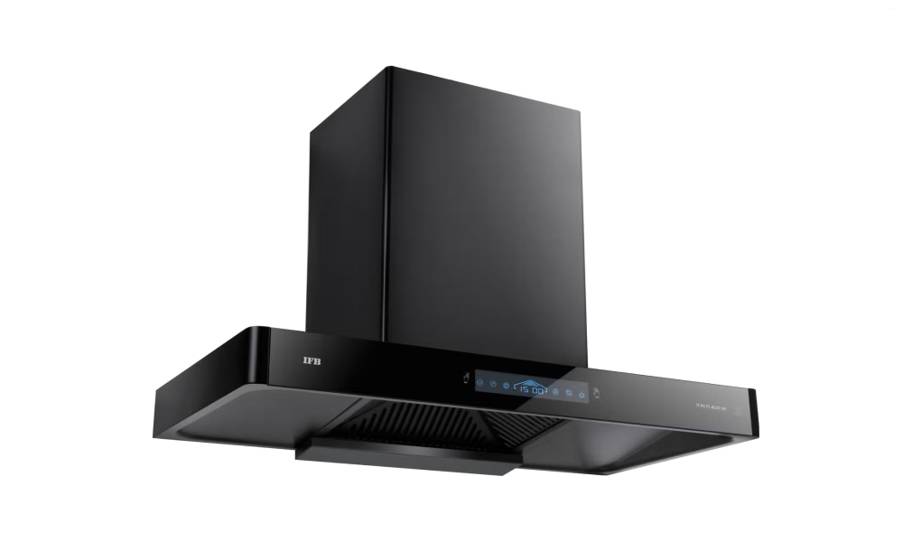 IFB 90 cm Wall Mounted Kitchen Chimney with 10 Speed BLDC Motor and Booster Mode (IT AC FL BLDC 90, Black Glass Finish)