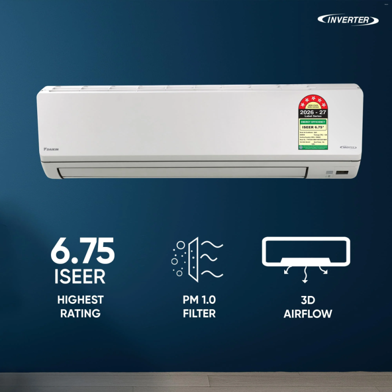 Daikin 1 Ton 5 Star Inverter Split AC with High ISEER FTKF35XV16