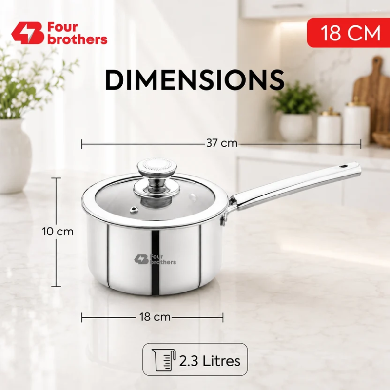 Four Brothers Triply Sauce Pan 18 cm / 2.3 L 4BTPS