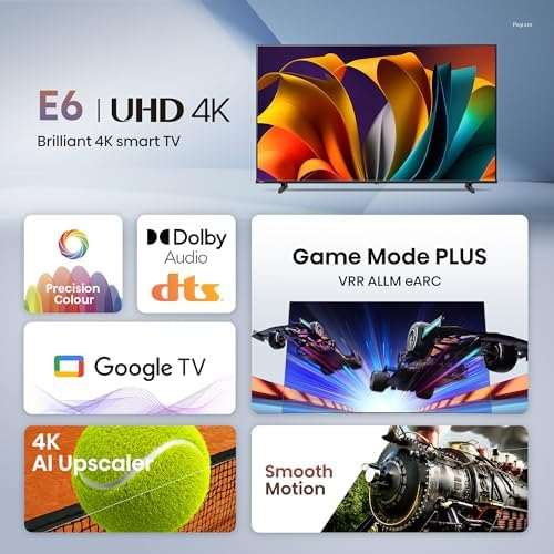 Hisense 55 Inch 4K Ultra HD Smart LED Google TV with Dolby Vision, MEMC, DTS Virtual:X & Bluetooth 5.3 (55E6N)