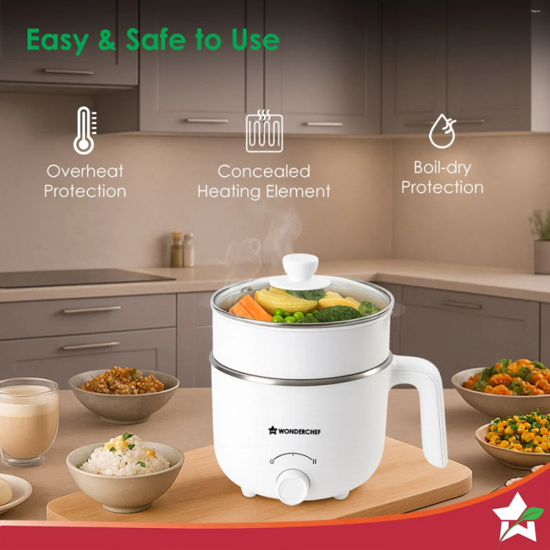 Wonderchef Luxe Ivory Multi-Cook Kettle 1.2L Multi-Cook Kettle