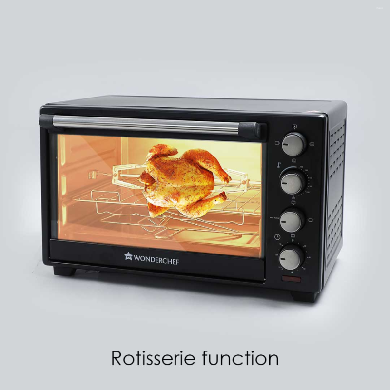 Wonderchef OTG 28L 1600W Oven Toaster Griller, Rotisserie, Auto Shut-Off & 250°C Temperature Control