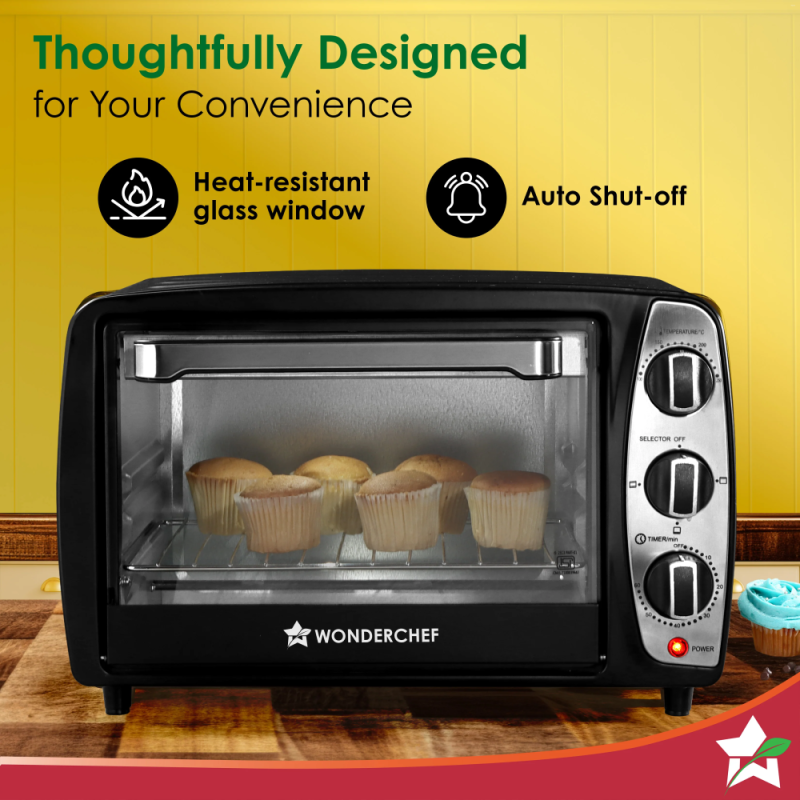 Wonderchef OTG 17L 1280W Oven Toaster Griller, 250°C Temperature Control, Auto Shut-Off & Heat Selector