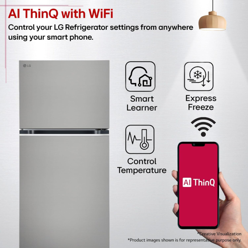 LG 398 L 3 Star Convertible Frost-Free Double Door Refrigerator with Smart Inverter Compressor, Wi-Fi & Multi Air Flow (GLT4036SNPZ, Shiny Steel)